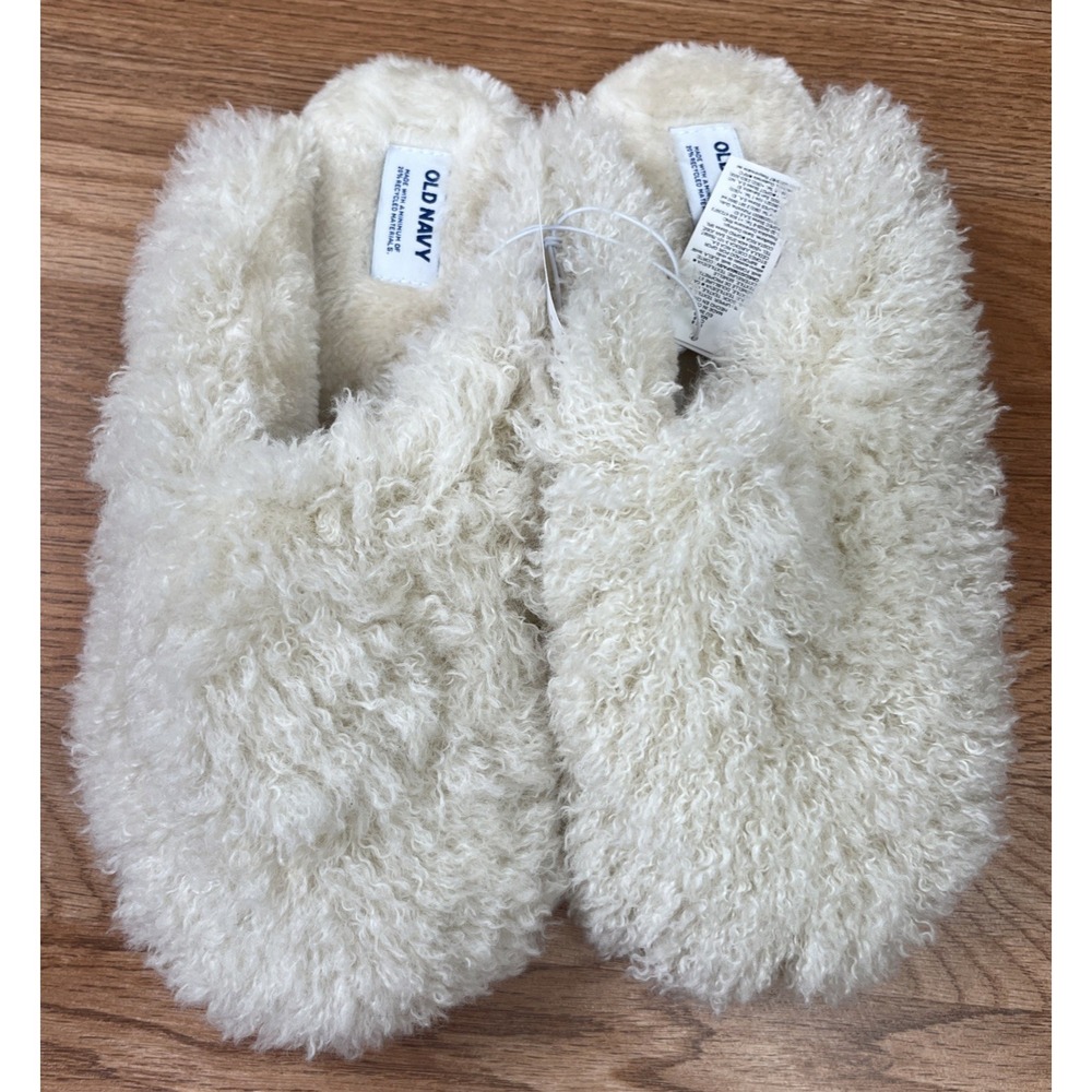 Old Navy Faux Fur Mule Slippers, Creme De La Creme Women's Size 8 NEW